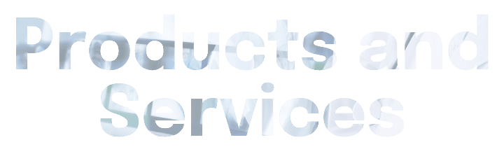 A green background with the word products and services written in white.